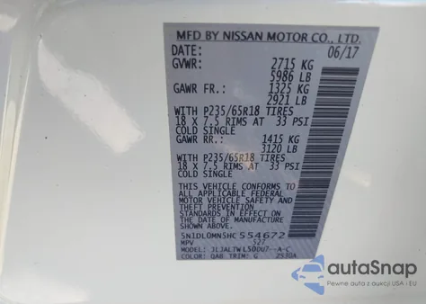 2017 Infiniti Qx60 из США, поврежденный, VIN 5N1DL0MN5HC554672